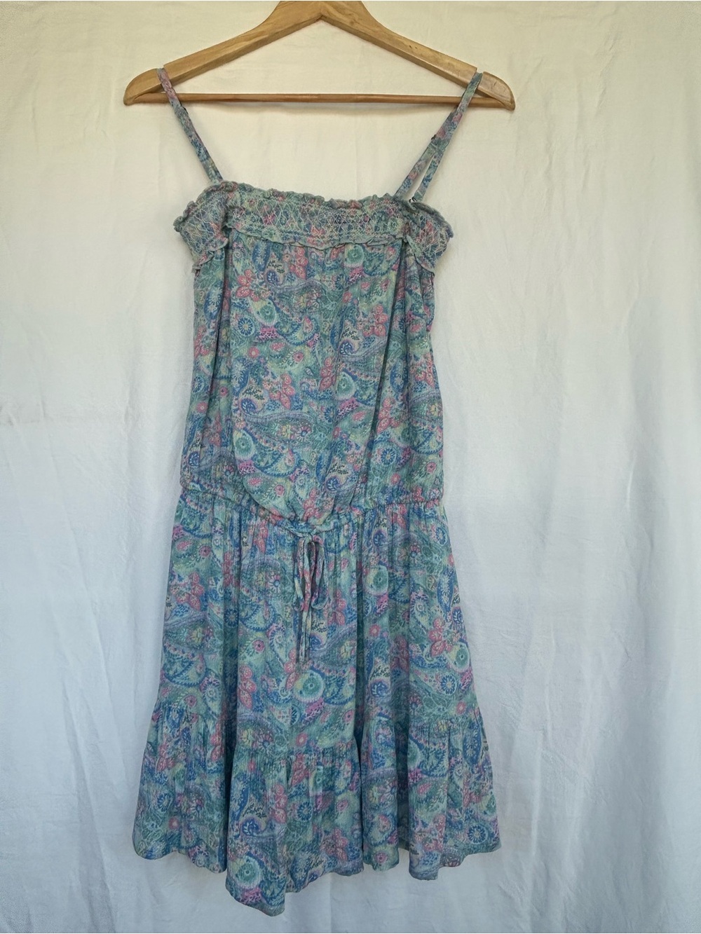 Hollister Co. Floral Paisley Smocked Mini Dress Blue/Pink Small